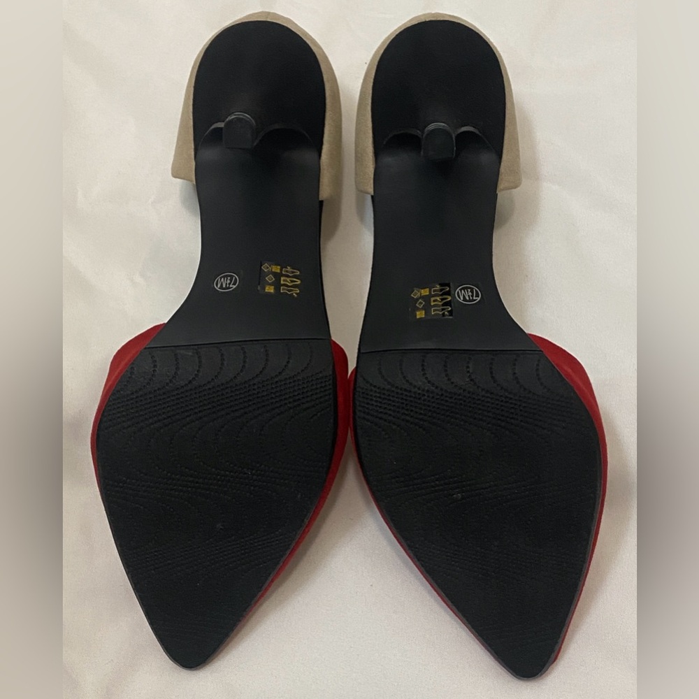 Chinese Laundry Red and Cream Heels, Size 7.5 - Picture 6 of 8